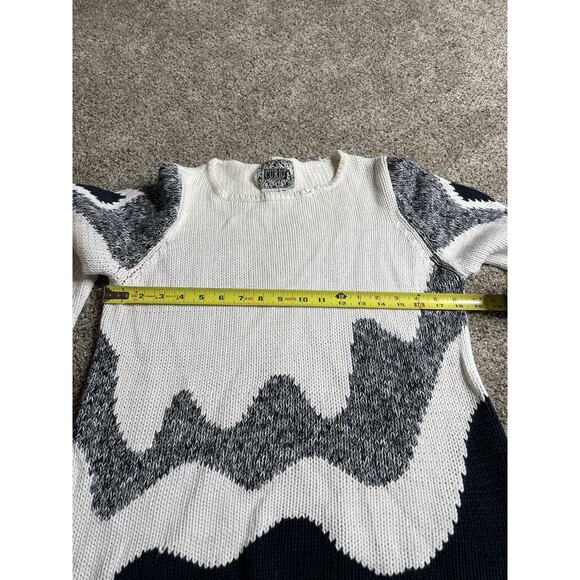 Curio Anthropologie Sweater Knit Blue White Vintage Cottagecore Y2K Size Medium - Picture 6 of 6